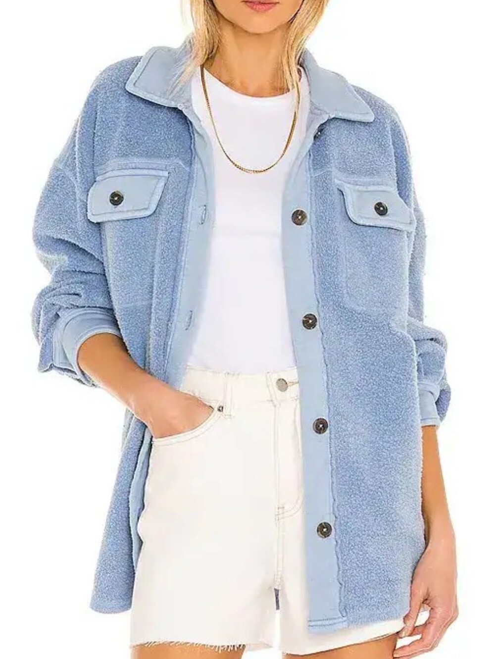 Free People Ruby Jacket In Baby Blue Rain Song Size  Small